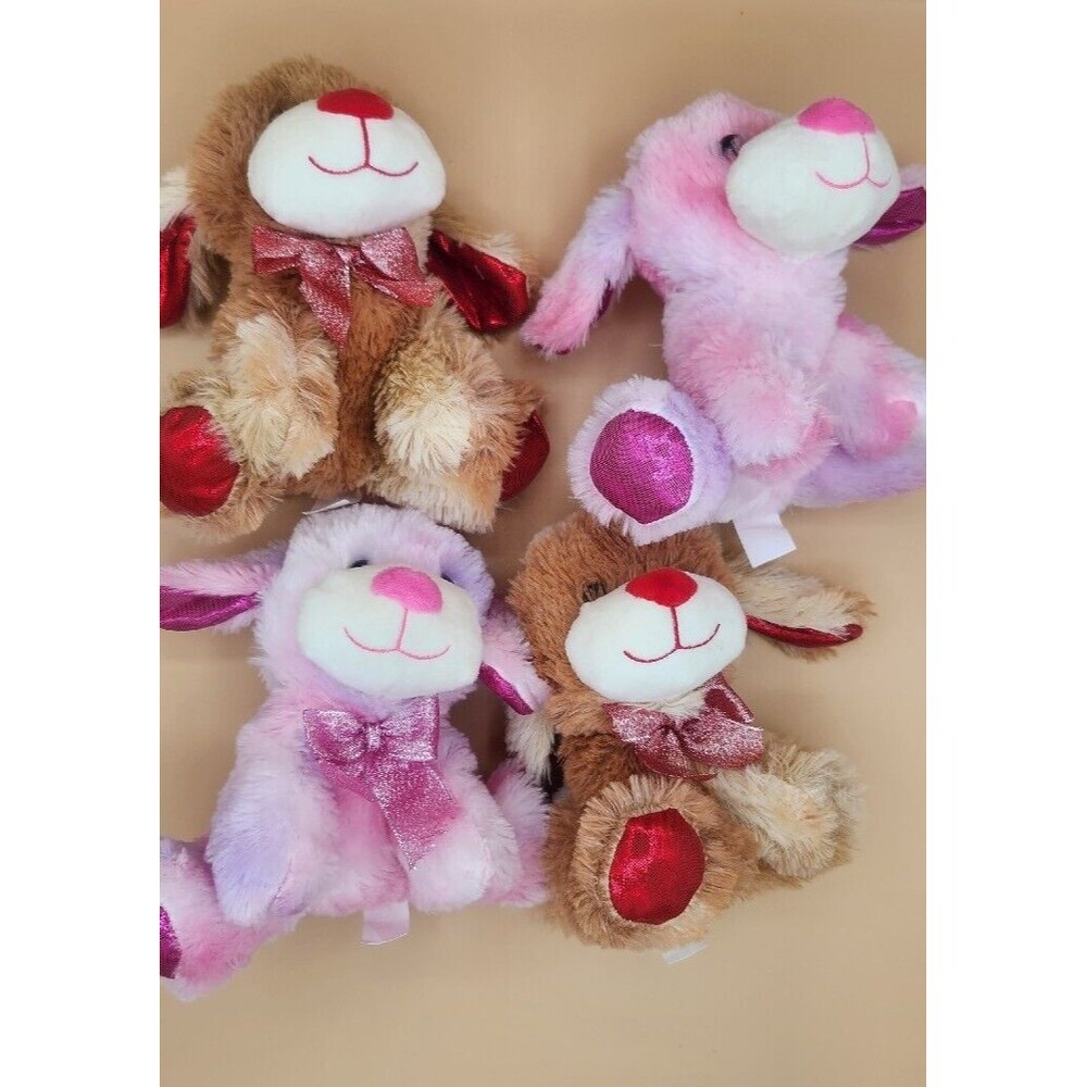 Lot Of 4 Unbranded New 6" Plush Puppy Dogs Valentine's Day
